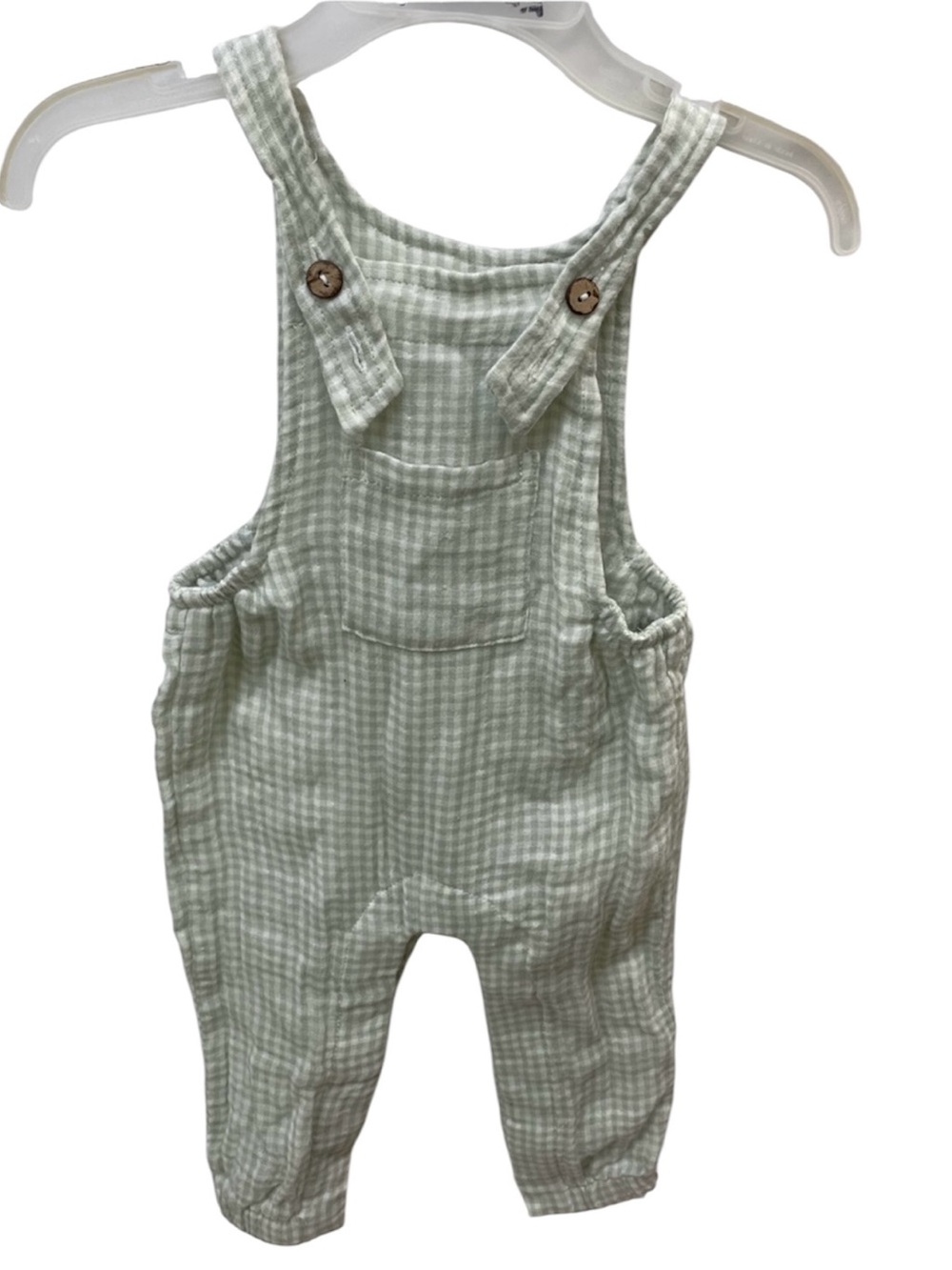 Tullabee Baby/Toddler Mint Green Gingham Overalls sz 0-3mos